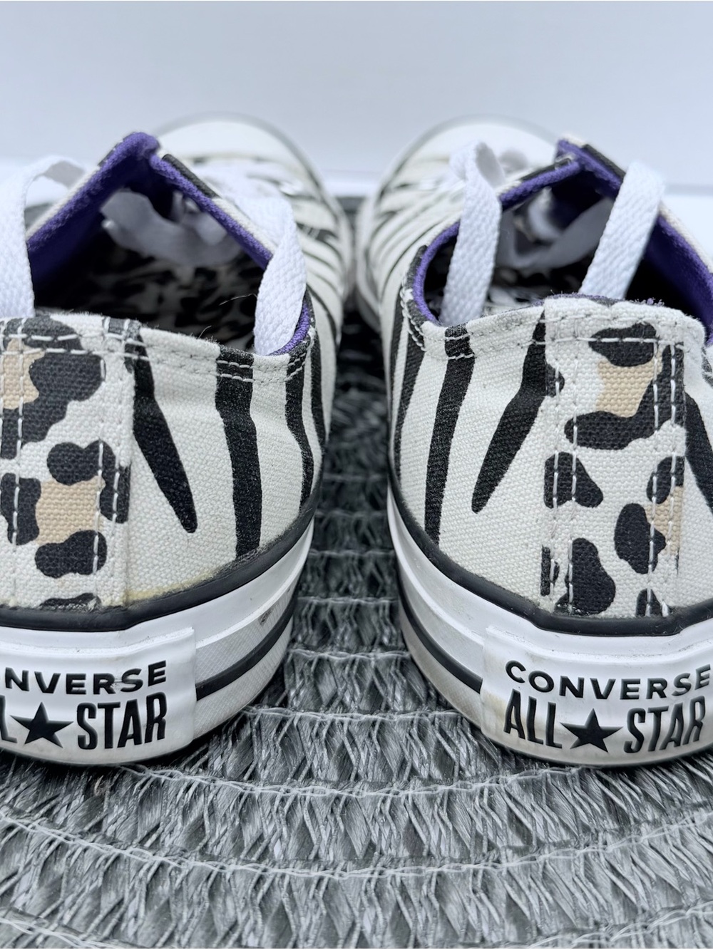 Converse Low-Top  Tiger Canvas Sneakers in Black, White & Purple - Picture 5 of 7